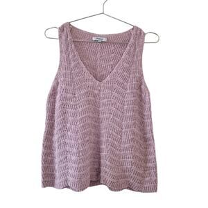 Madewell Cable Knit Cropped Tank Top Womens Size S Blush Pink V-Neck Cotton